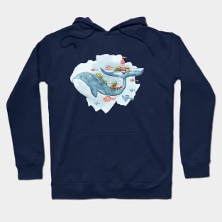 Watercolor cute whale illustration Hoodie